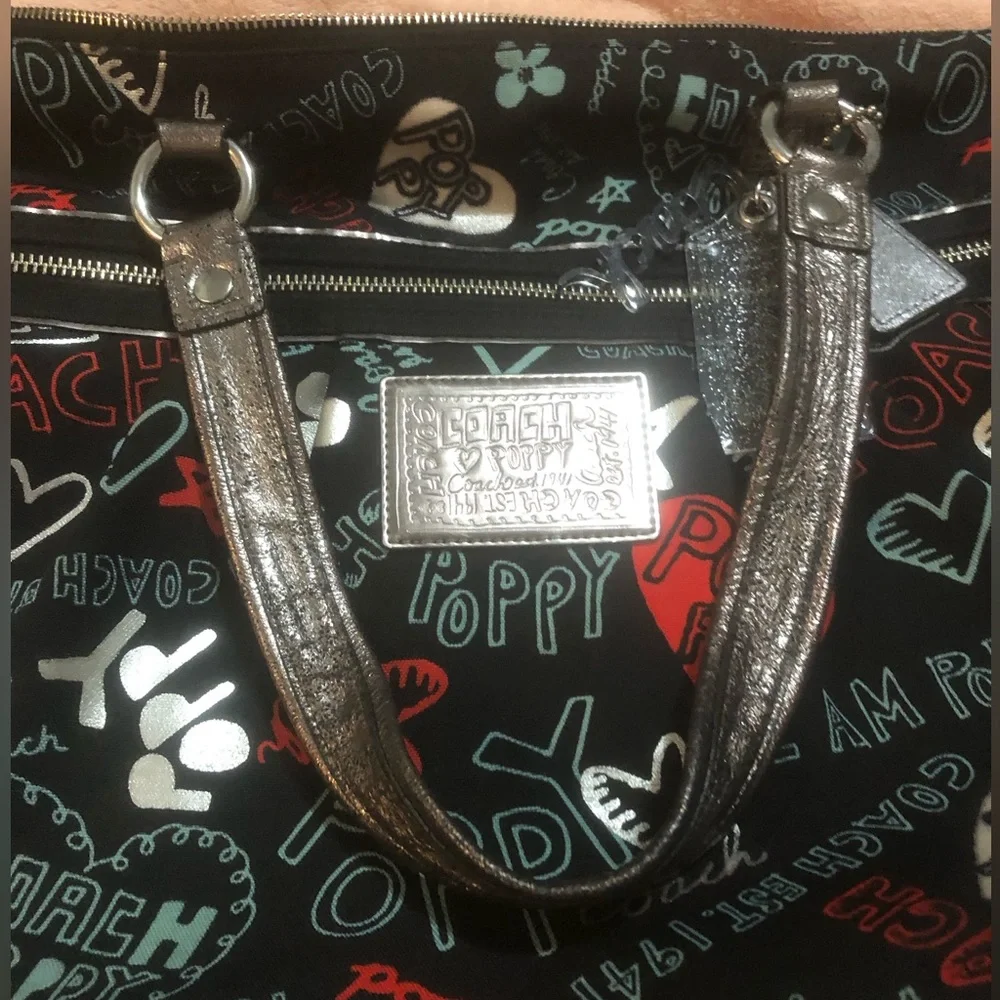 Coach Poppy Black Multicolor Tote